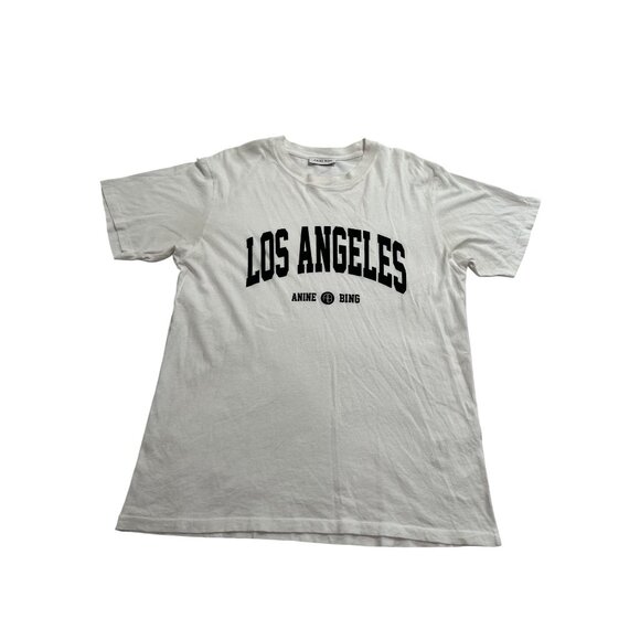 Anine Bing Lili Tee University Los Angeles T Shirt in White - Picture 1 of 4